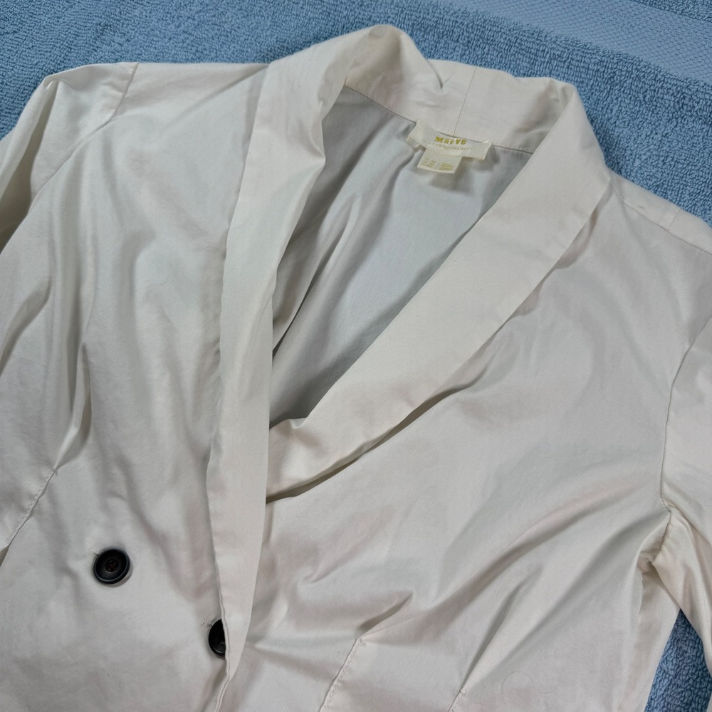 Maeve Anthropologie Off White Pleated Peplum Double Breasted Blazer Size 0P